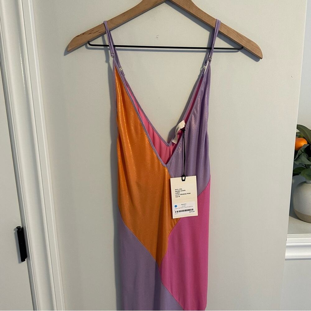 NWT Brogger Pink Orange Long Gown Maxi Dress Medium - Picture 11 of 14
